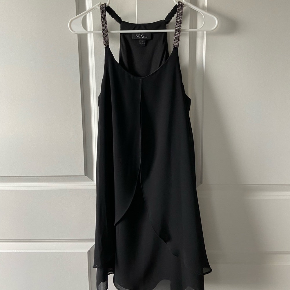 BCX Black Dress with beaded straps